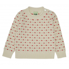 Baby Rhombus Sweater, ecru/bright red