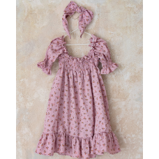Smock dress with pink flowers